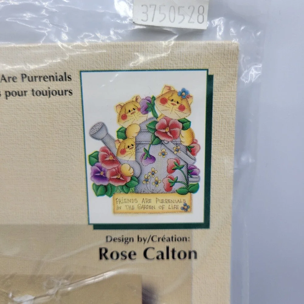 Vintage 1996 Plaid 57347 Friends are Purrenials Rose Calton Iron On Transfer USA